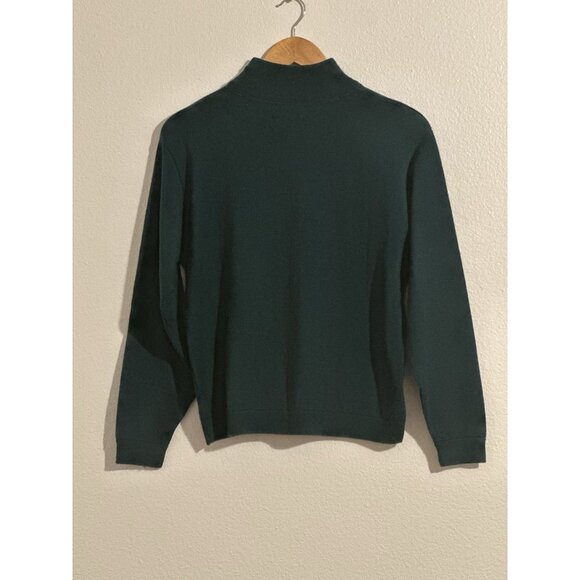 Pendleton Sweater Womens Medium Green Mock Neck 100% Cotton Made in USA Pullover - Picture 5 of 6